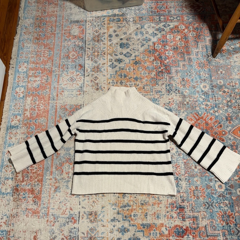 Tahari chunky knit wool-cashmere striped sweater - Picture 1 of 7